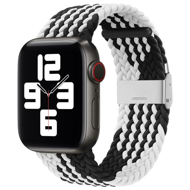 Rakuten - Apple Watch 調整可能 ブレイデッドソロループ （Z-ブラック＆ホワイト)