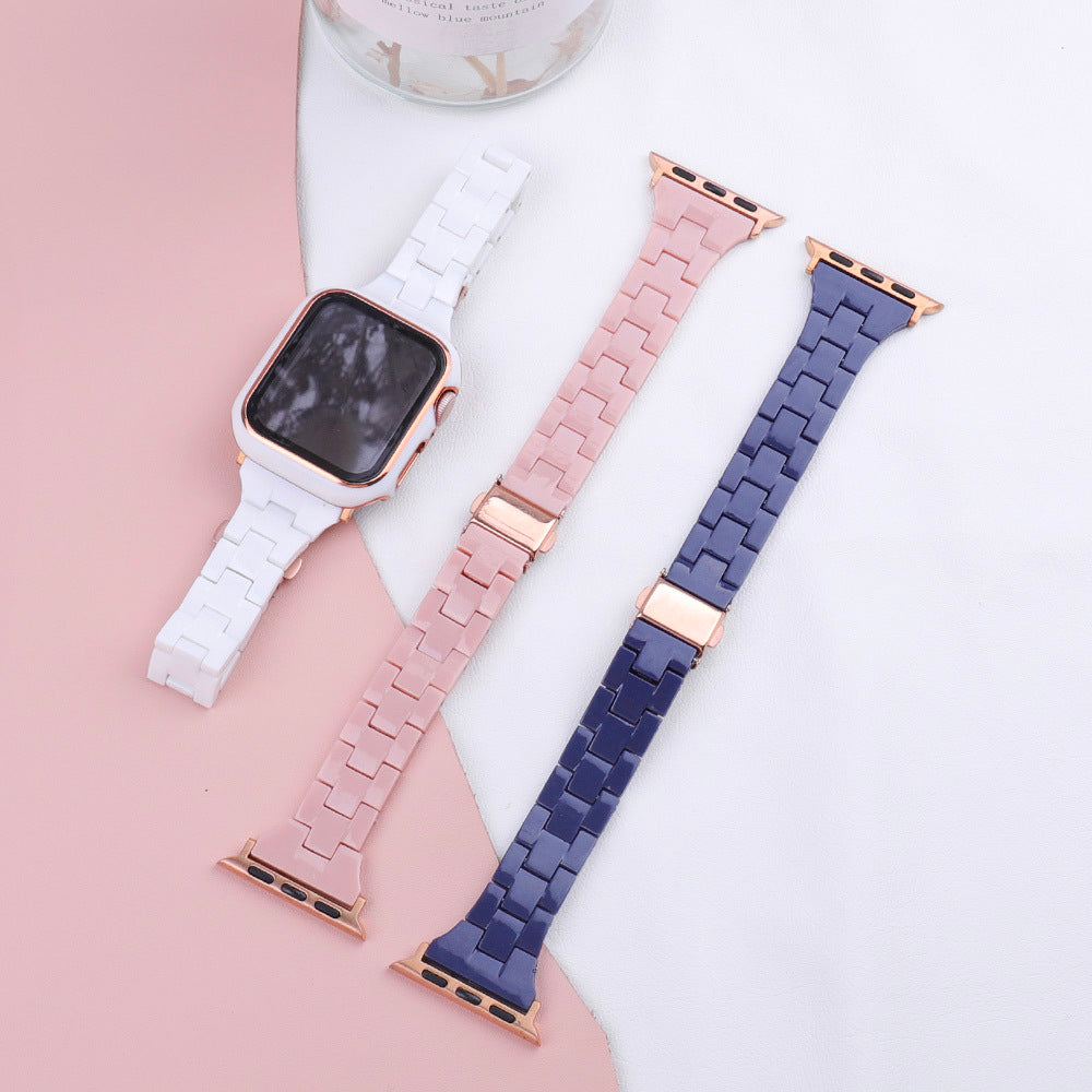 【バンド単品】スリム 光沢樹脂 チェーン バンド Apple Watch＃
