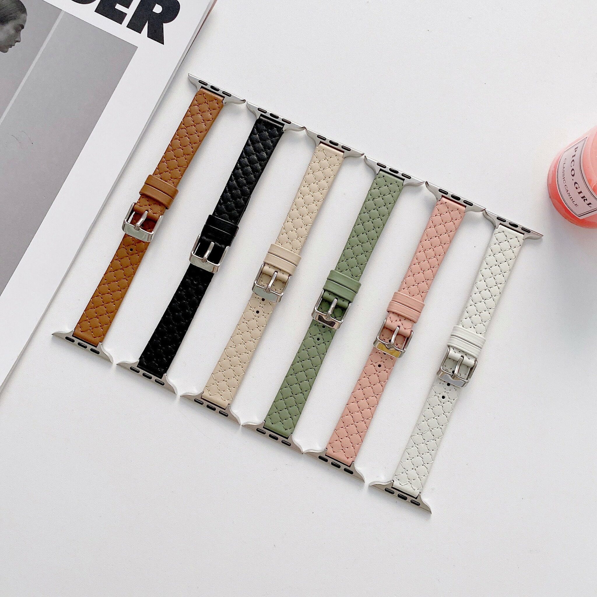 【6色】スリム スクエア 本革 applewatchバンド