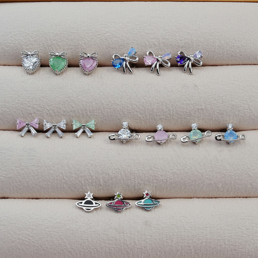 [サージカル]ハートリボン 惑星 キュービック (5Type) 16G/14G ボディピアス キャッチ ピアッシング 軟骨ピアス 16G サージカル 女性 誕生日プレゼント 女友達 ギフト 金属アレルギー 対応