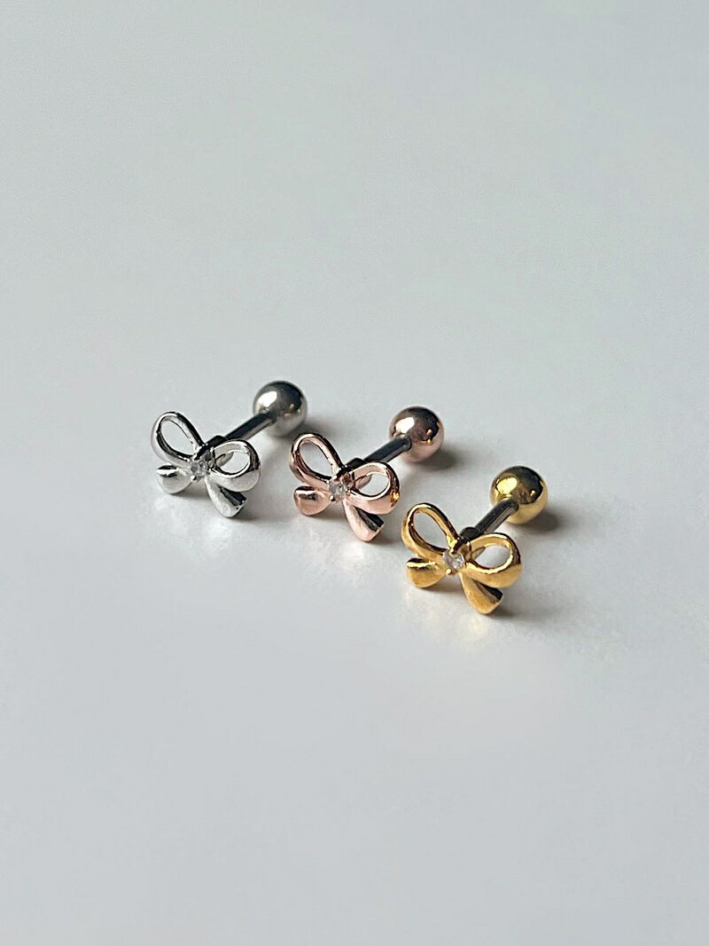 [サージカル]キッチュ キュービック リボン ボディピアス キャッチ ピアッシング ...