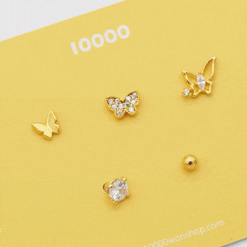 送料無料[5セット]キュービック蝶々ボディピアス キャッチ ボディピアス キャッチ ピアッシング 軟骨ピアス 16G 軟骨ピアス(4)