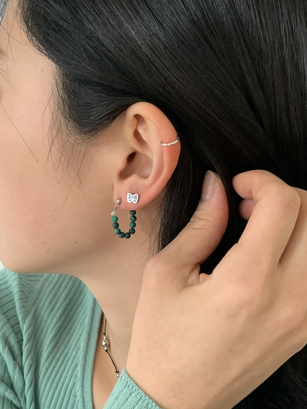 [サージカル] コーラ 天然石 インナーコンク (6Color)ボディピアス キャッチ ピアッシング 軟骨ピアス 16G サージカル 女性 誕生日プレゼント 女友達 ギフト 金属アレルギー 対応