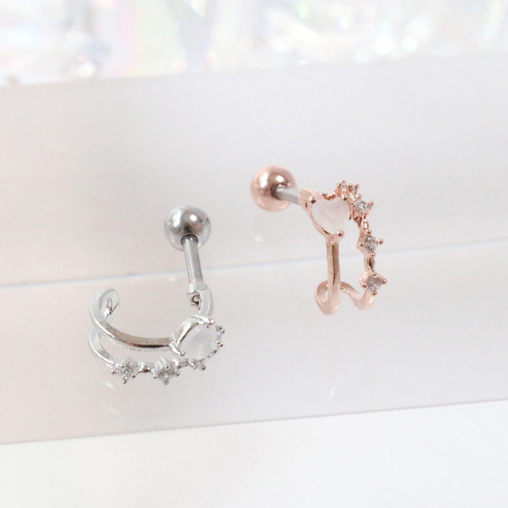 Rakuten - ラブリーツーラインリングボディピアス キャッチ ボディピアス キャッチ ピアッシング 軟骨ピアス 16G 軟骨ピアス