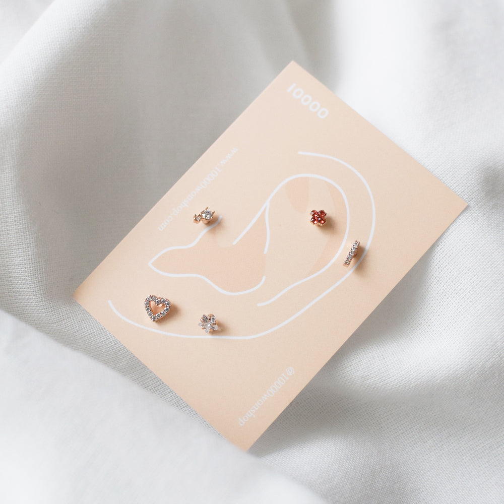 ミニ花キュービックボディピアス キャッチ ボディピアス キャッチ ピアッシング 軟骨ピアス 16G 軟骨ピアス[5セット]