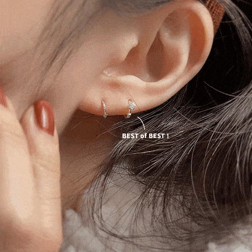 [925 Silver] 3mm 큐빅 링 귀걸이