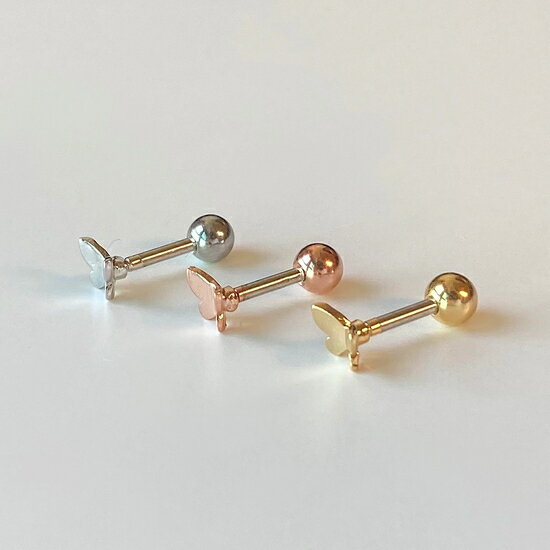 [サージカル]ミニ チョウ 蝶 16G (3Color) ボディピアス キャッチ ピアッシング 軟骨ピアス 16G サージカル 女性 誕生日プレゼント 女友達 ギフト 金属アレルギー 対応