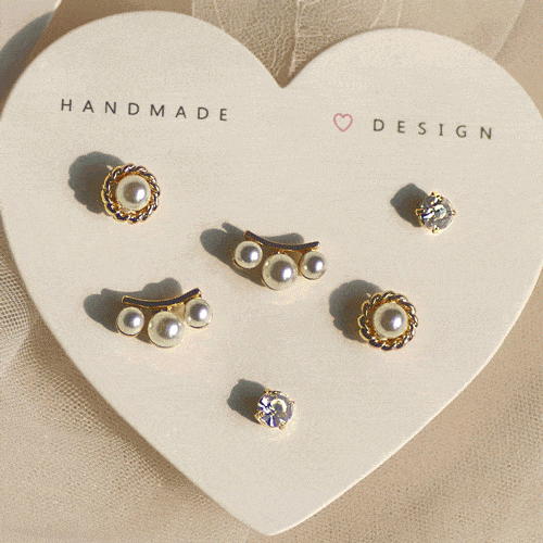 Rakuten - Pearl x Pearl ピアス [6個セット]