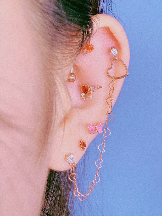 RED Love Shot ボディピアス キャッチ ピアッシング 軟骨ピアス 16G かっこいい ユニセックス メンズ 個性的 スタイリッシュ なんこつぴあす