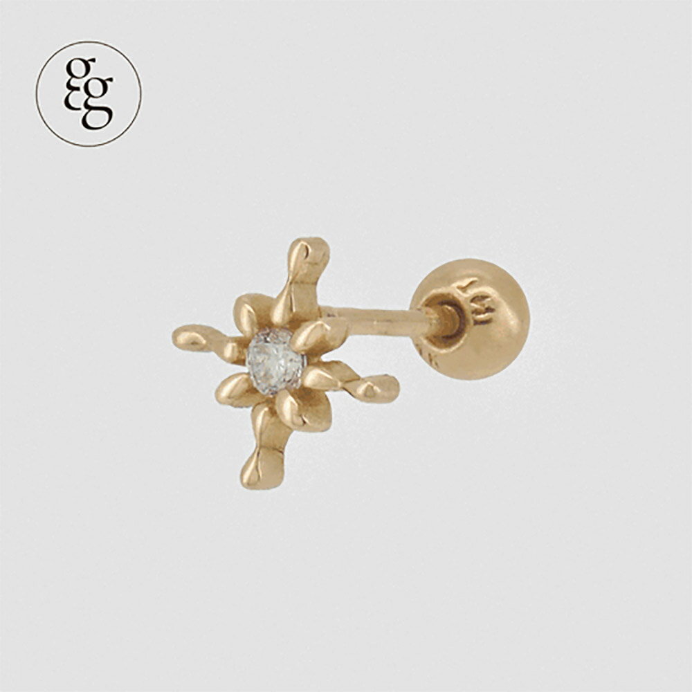 14k wish cubic star piercing 韓国14Kピアス ゴールドピアス キャッチ ピアッシング 軟骨ピアス 女性 誕生日プレゼント 女友達 ギフト 金属アレルギー 対応