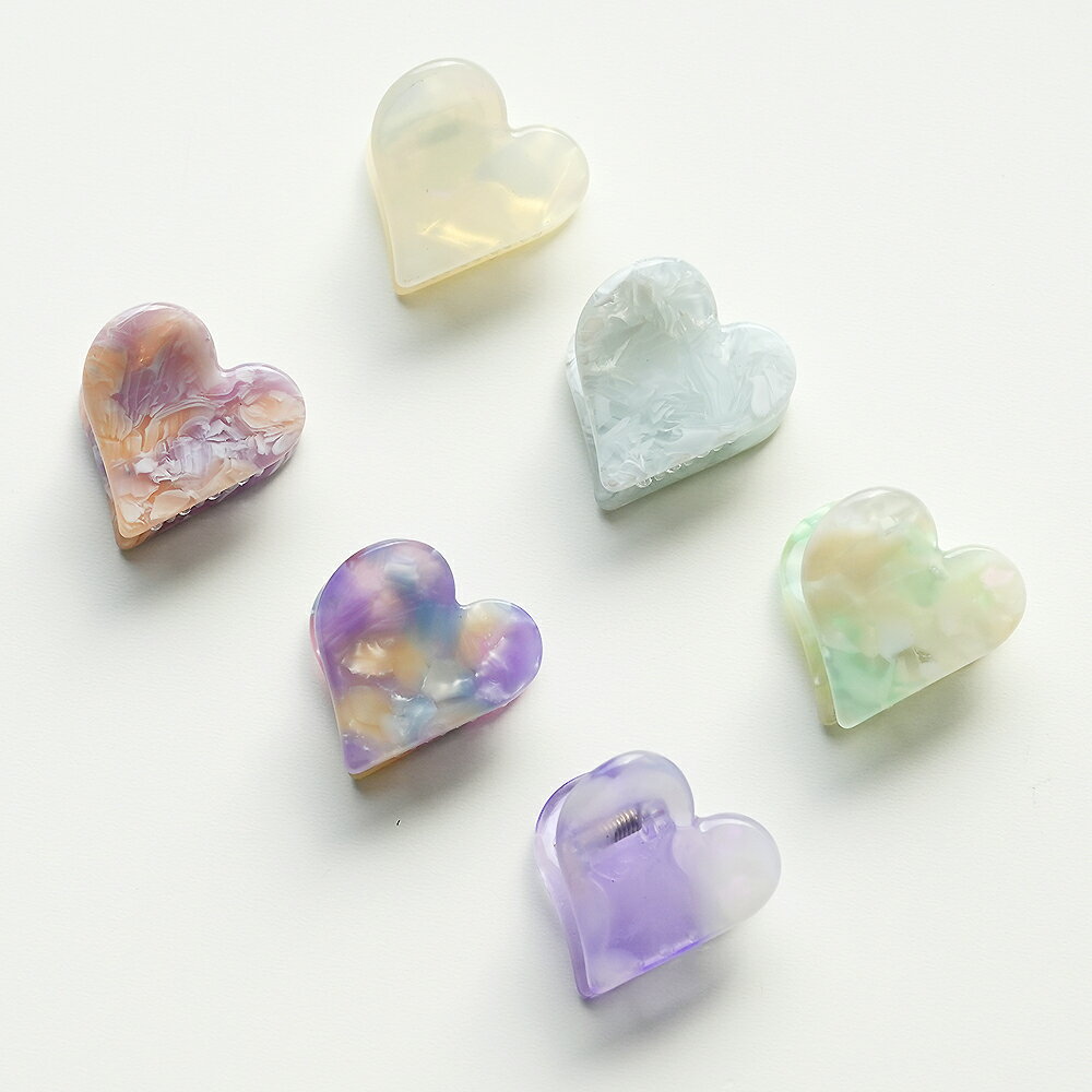 パステル ミニ ハート ヘアクリップ ヘアピン 6Color 女性 誕生日プレゼント 女友達 ギフト ミニ 小 ヘアピン シンプル くちばしクリップ