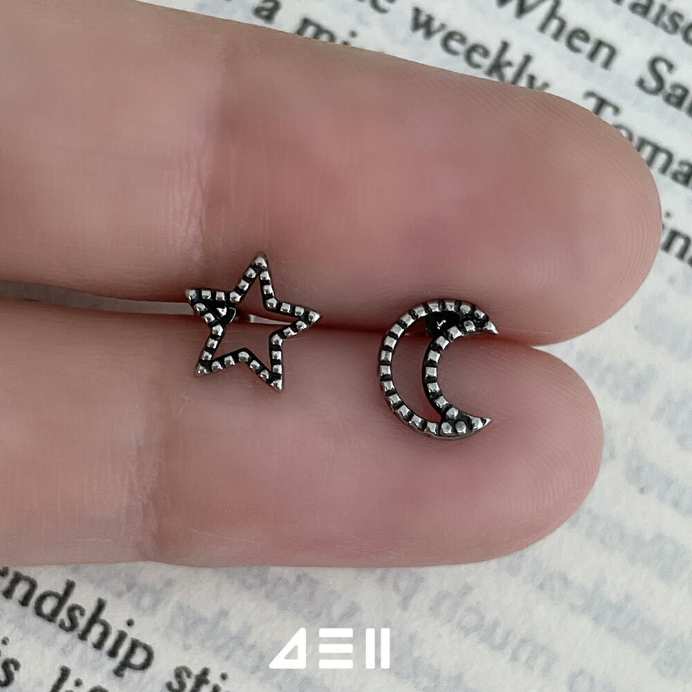 Rakuten - [サージカル]アンティークライン スター ムーン バーベルピアス 星 月 ボディピアス 16G 軟骨ピアス