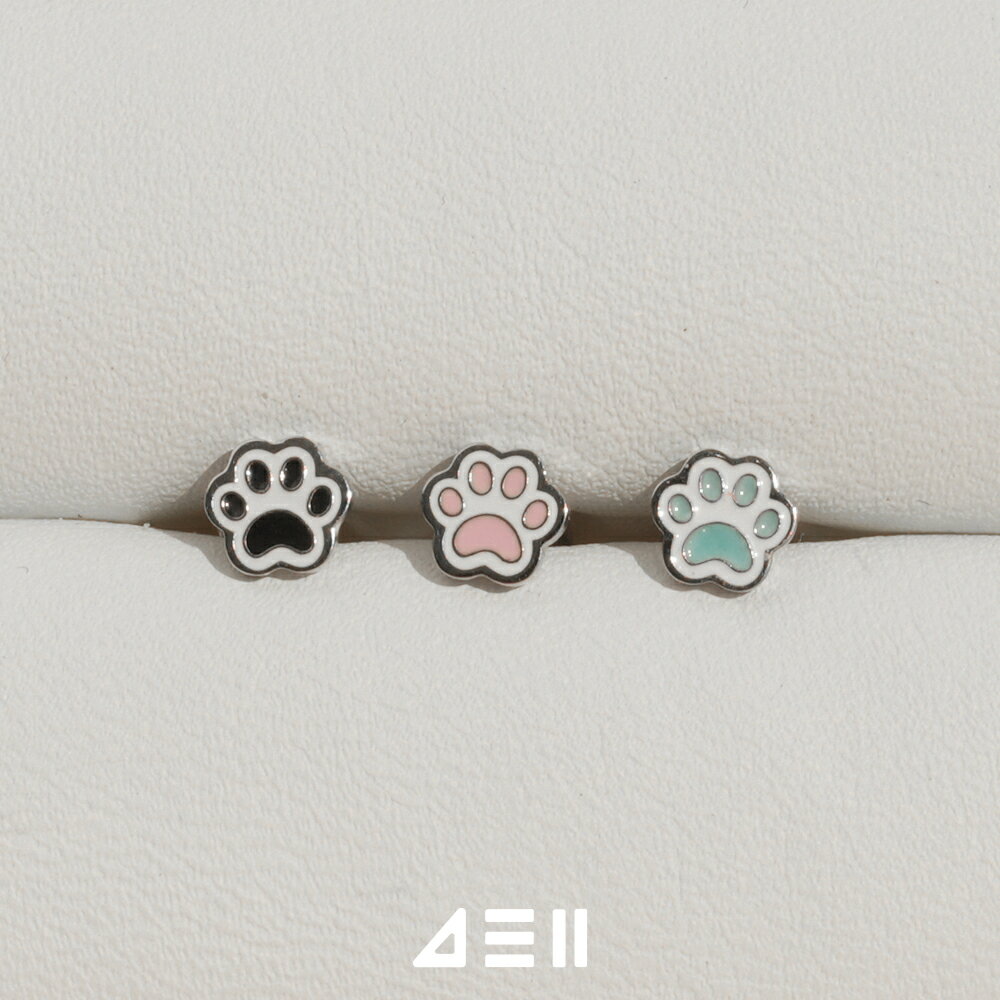By Color - [サージカル] 猫 肉球 ボディピアス (3Color) 軟骨ピアス 16G ストレートバーベル サージカル 女性 誕生日プレゼント 女友達 ギフト 金属アレルギー 対応