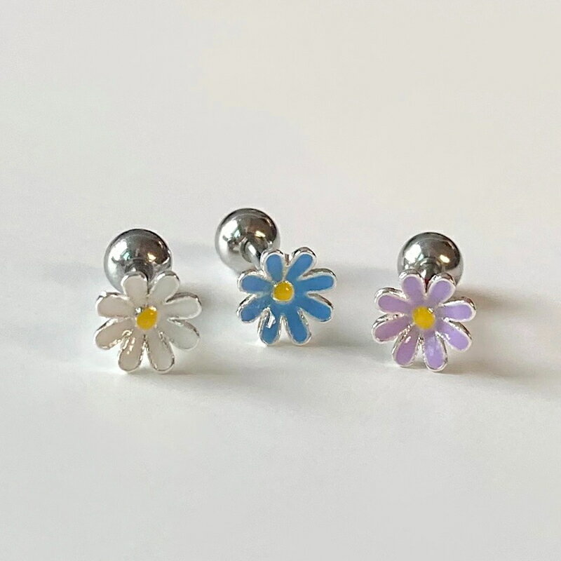 [サージカル]カラー デイジー ピアッシング (3Color) 16G ボディピアス キャッチ ピアッシング 軟骨ピアス 16G サージカル 女性 誕生日プレゼント 女友達 ギフト 金属アレルギー 対応