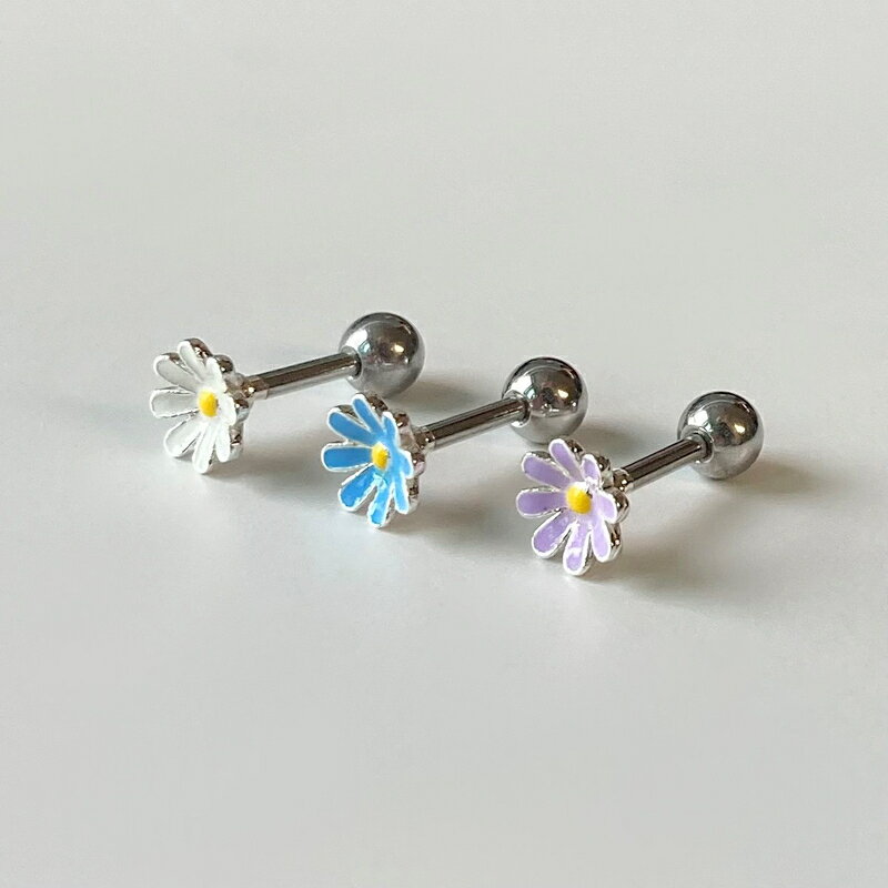 [サージカル]カラー デイジー ピアッシング (3Color) 16G ボディピアス キャッチ ピアッシング 軟骨ピアス 16G サージカル 女性 誕生日プレゼント 女友達 ギフト 金属アレルギー 対応