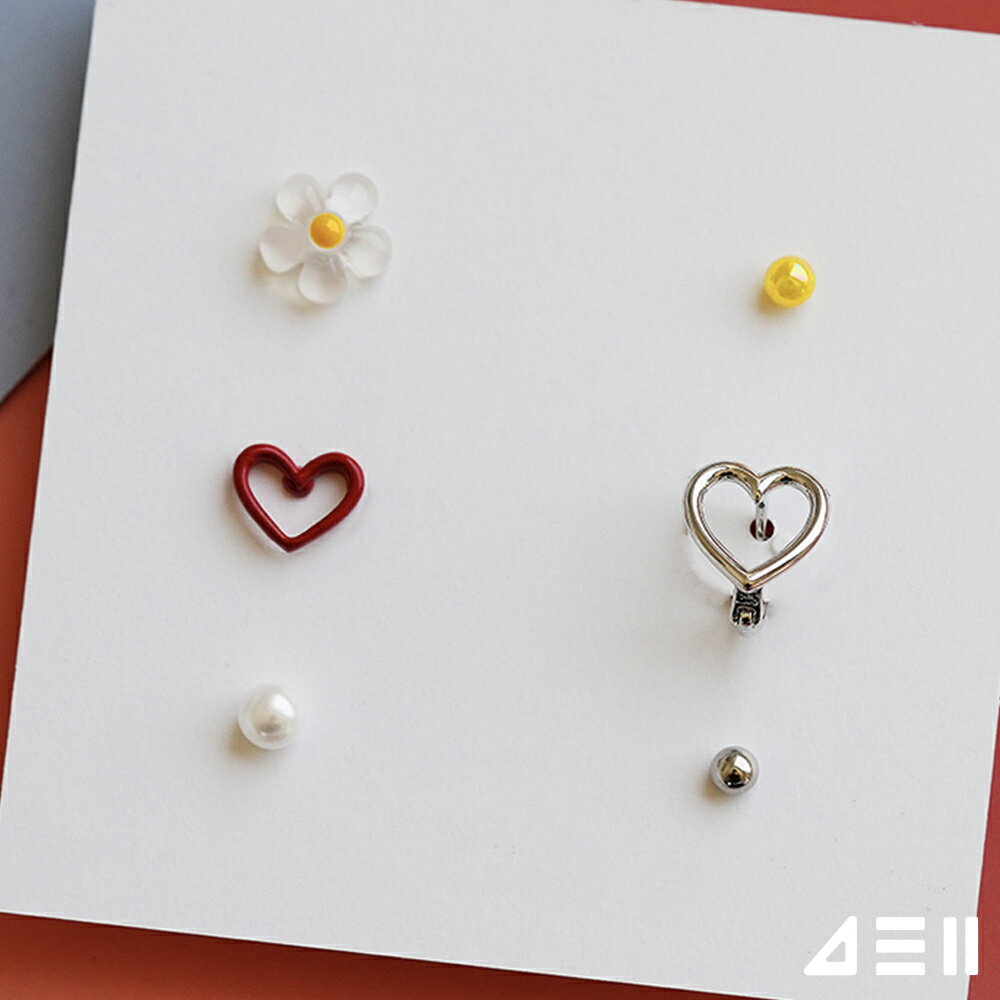 Rakuten - [6個セット] ラブリー ハート 花 ボディピアス キャッチ ピアッシング 軟骨ピアス 16G サージカル 女性 誕生日プレゼント 女友達 ギフト 金属アレルギー 対応