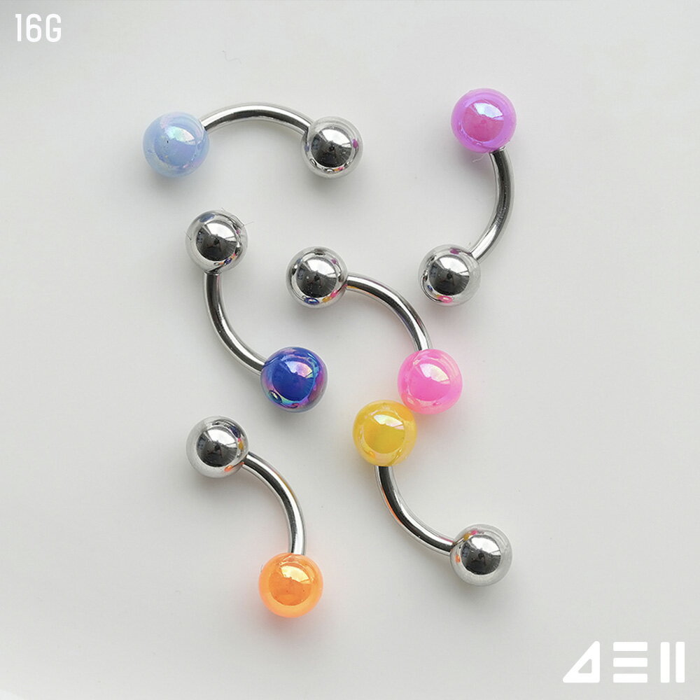 [サージカル]ネオン バナナバーベル (6Color) ボディピアス キャッチ ピアッシング 軟骨ピアス 16G サ..