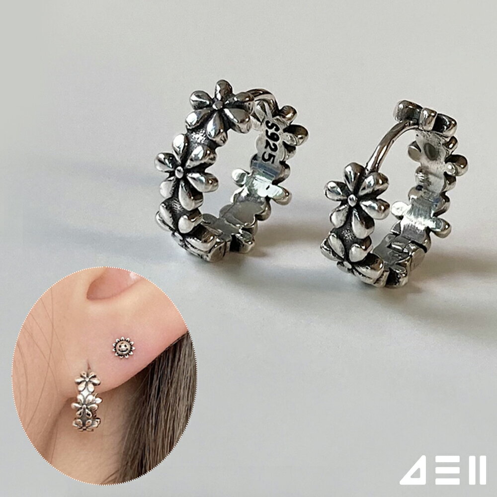 Rakuten - [925 Silver]アンティーク フラワー ワンタッチ リングピアス (両耳) シルバーピアス 女性 誕生日プレゼント 女友達 ギフト 金属アレルギー 対応