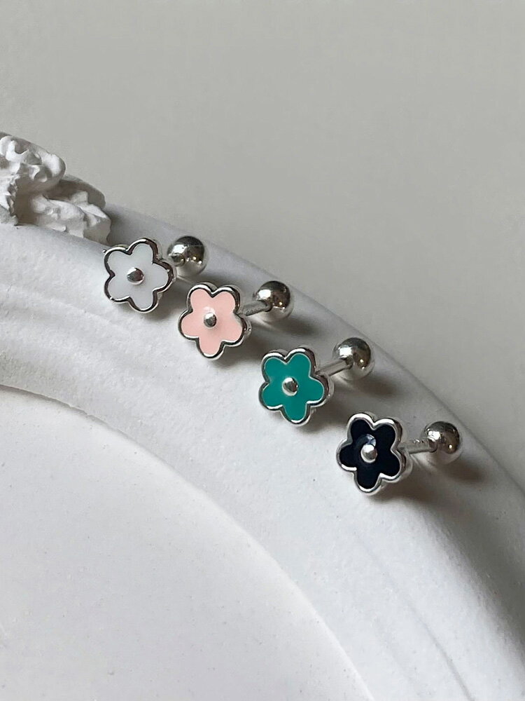 [925 Silver]ベビーフラワーピアス (4Color) 18G ボディピアス キャッチ ピアッシング 軟骨ピアス 16G サージカル 女性 誕生日プレゼント 女友達 ギフト 金属アレルギー 対応