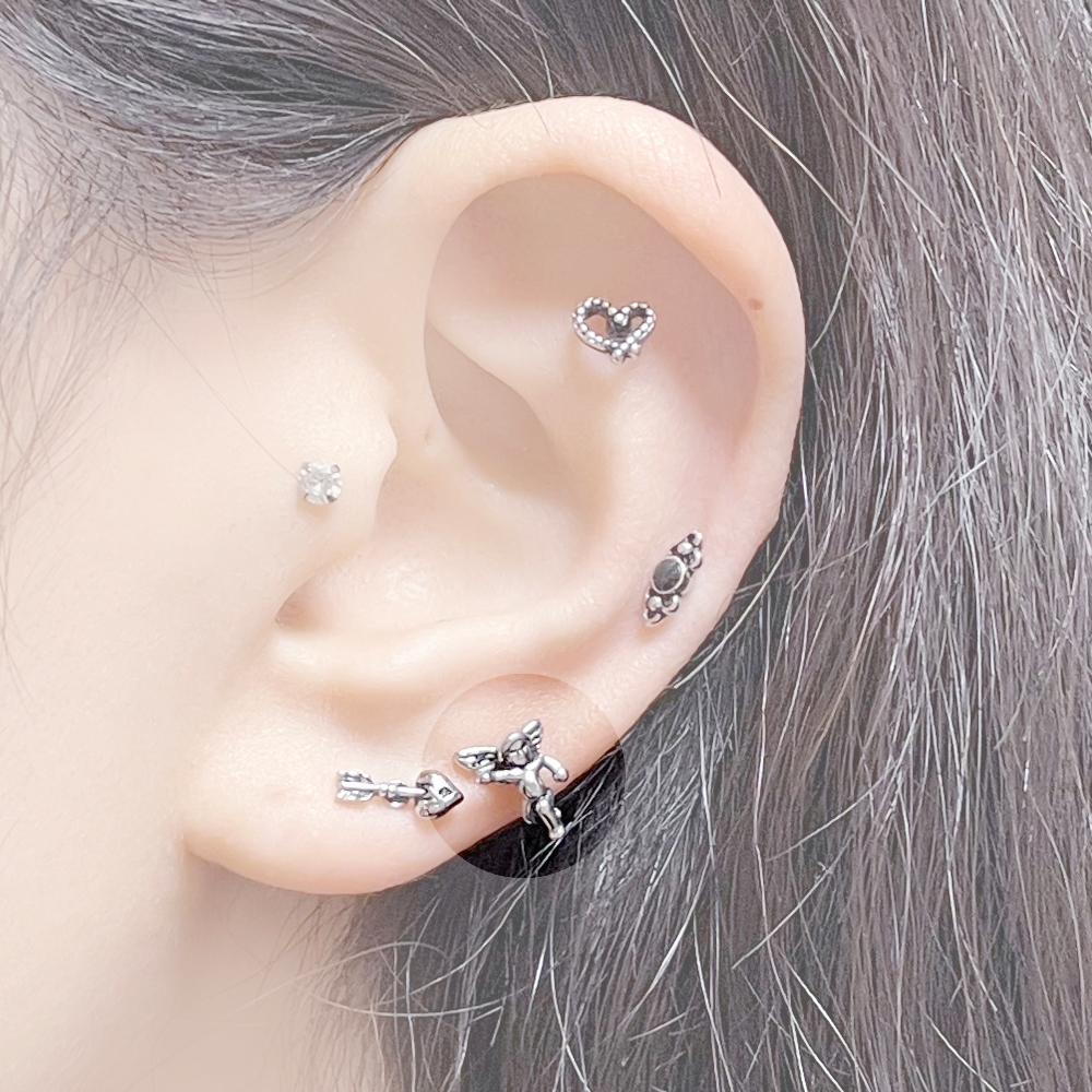 [Styling] Angel Love ボディピアス キャッチ ボディピアス キャッチ ピアッシング 軟骨ピアス 16G 軟骨ピアス(4 set)