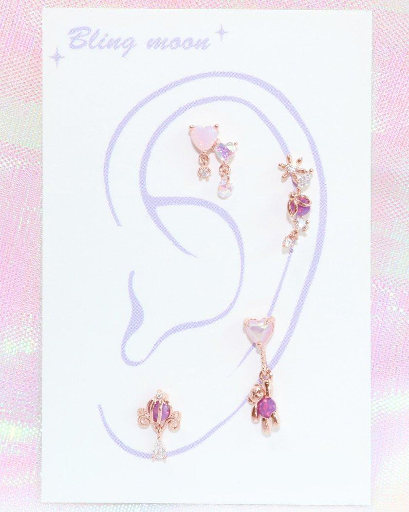 乐天商城 - [Styling] Love Bear ボディピアス キャッチ ボディピアス キャッチ ピアッシング 軟骨ピアス 16G 軟骨ピアス (4 set)