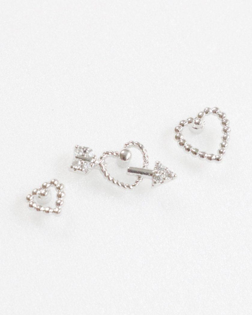Rakuten - Triple Heart ボディピアス キャッチ ボディピアス キャッチ ピアッシング 軟骨ピアス 16G 軟骨ピアス