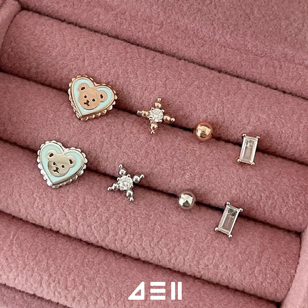 Rakuten - [4個SET]かわいいくまさん ピアス セット (2Color) ボディピアス キャッチ 20G