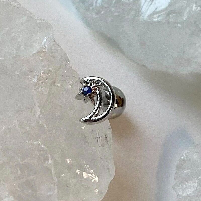 [サージカル]ムーン&ブルースター ボディピアス キャッチ ピアッシング 軟骨ピアス 16G サージカル 女性 誕生日プレゼント 女友達 ギフト 金属アレルギー 対応