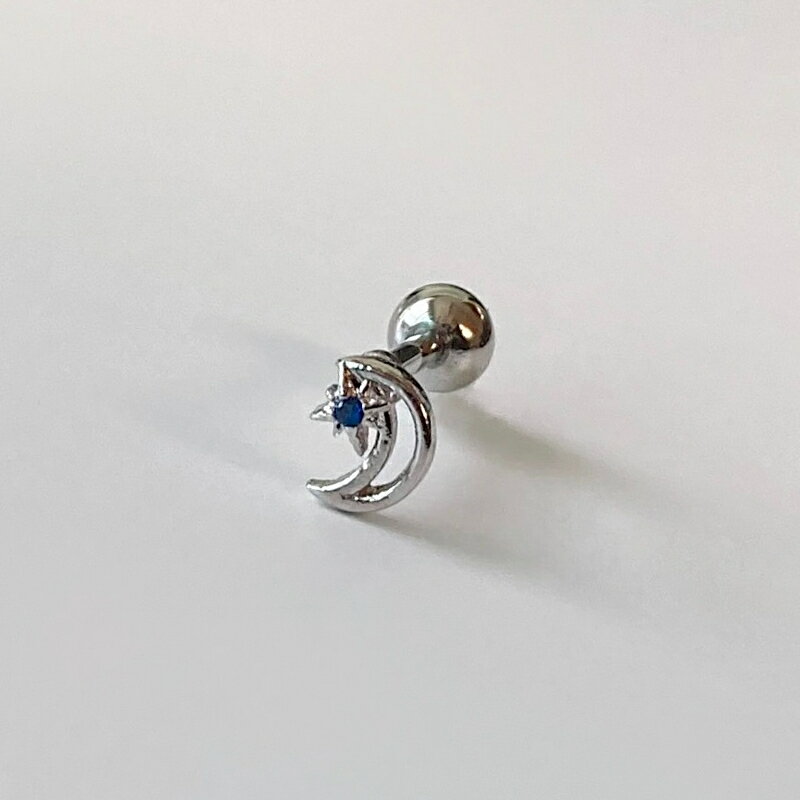[サージカル]ムーン&ブルースター ボディピアス キャッチ ピアッシング 軟骨ピアス 16G サージカル 女性 誕生日プレゼント 女友達 ギフト 金属アレルギー 対応