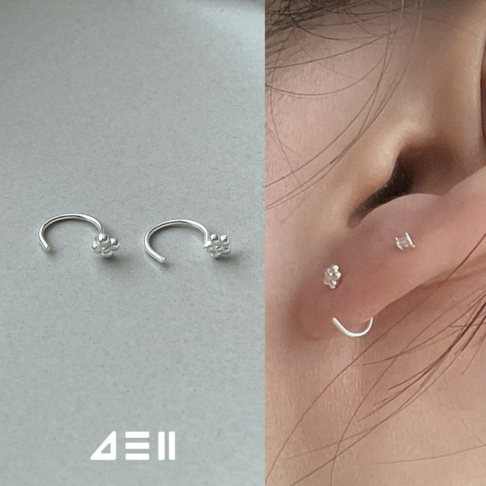Rakuten - [925 Silver]丸花リングピアス 20G オープンリングピアス C型ピアス C字ピアス フラワーピアス / 花ピアス / ミニフラワー