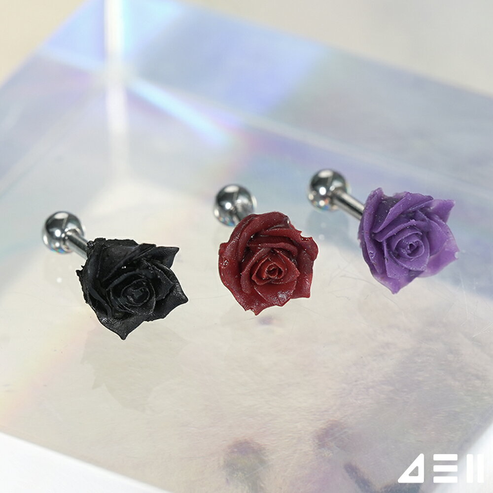 Rakuten - [サージカル]トゲ付きローズ バーベルピアス 3カラー 薔薇 ボディピアス 軟骨ピアス 16G サージカル 女性 誕生日プレゼント 女友達 ギフト 金属アレルギー 対応