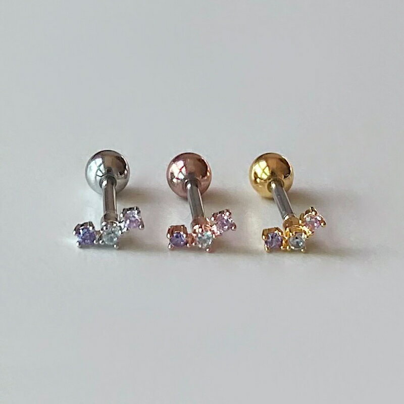 Rakuten - [サージカル]パープル ピンク ライン (3Color) 16G ボディピアス キャッチ ピアッシング 軟骨ピアス 16G サージカル 女性 誕生日プレゼント 女友達 ギフト 金属アレルギー 対応