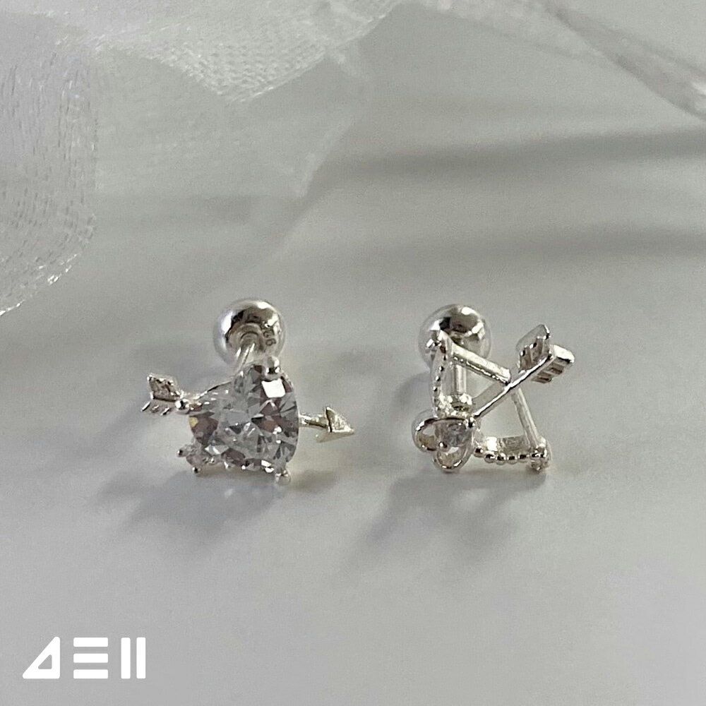 Rakuten - [925 Silver]シャイン ハート キューピッド ピアス(2type) 19G 軟骨ピアス サージカル 女性 誕生日プレゼント 女友達 ギフト 金属アレルギー 対応