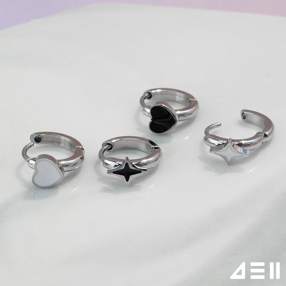 Rubellite - [全サージカル]スパーク ハート ワンタッチ リングピアス(2Type 2Color) 片耳用 サージカル 女性 誕生日プレゼント 女友達 ギフト 金属アレルギー 対応