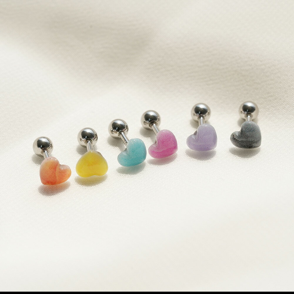[サージカル]プチカラーハート (6Color) ボディピアス キャッチ ピアッシング 軟骨ピアス 16G サージカル 女性 誕生日プレゼント 女友達 ギフト 金属アレルギー 対応