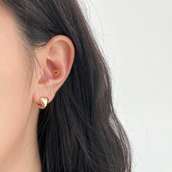 [サージカル]ドット ハート ライン (3Color) 16G ボディピアス キャッチ ピアッシング 軟骨ピアス 16G サージカル 女性 誕生日プレゼント 女友達 ギフト 金属アレルギー 対応