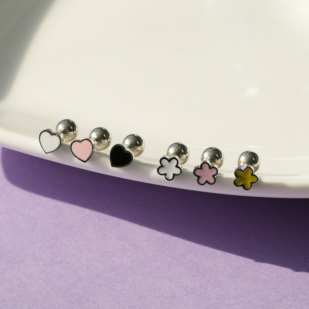 [サージカル]カラー ハート フラワー エポック (2Type3Color) 16G ボディピアス キャッチ ピアッシング 軟骨ピアス 16G サージカル 女性 誕生日プレゼント 女友達 ギフト 金属アレルギー 対応