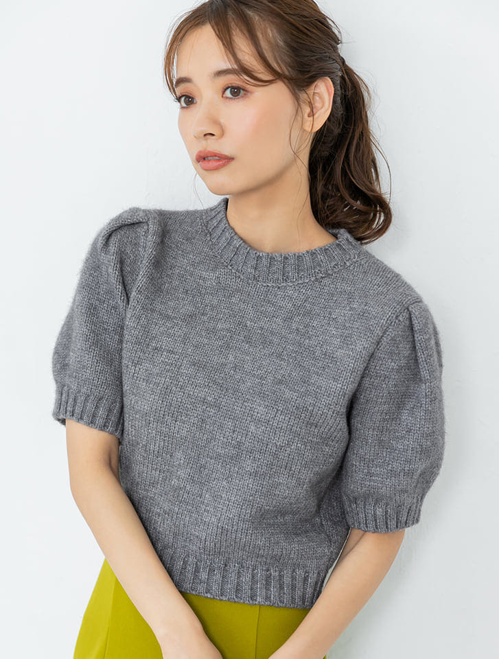 フィフス fifth タックショルダー半袖ニット レディース トップス ニット セーター 立体デザイン 伸縮性 ブラック ベージュ 20代 30代 40代【送料無料】のサムネイル