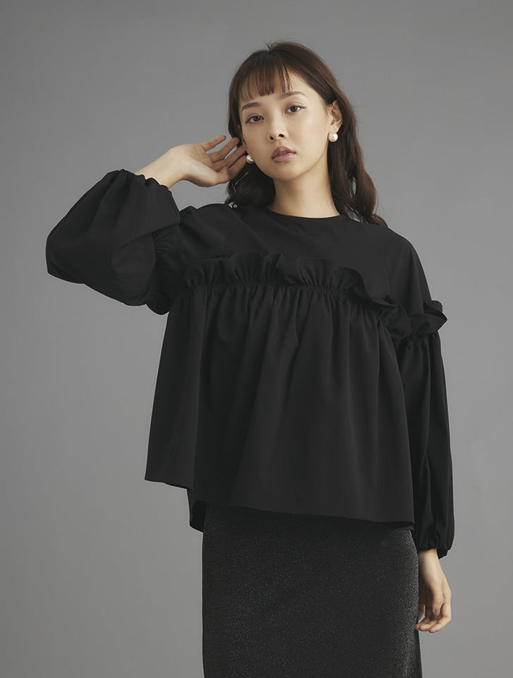 【閉店セール】12/3まで フリルデザインブラウス レディース トップス シャツ ブラウス ピンク ベージュ ブラック 20代 30代 40代 きれいめ ブラウス オフィス カジュアル 【送料無料】のサムネイル