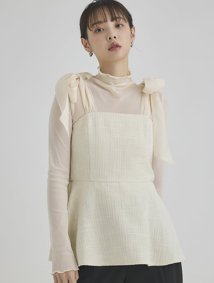 【閉店セール】12/3まで フィフス fifth ショルダーリボンペプラムツイードビスチェ レディース トップス キャミソール フェミニン 20代 30代 40代【送料無料】のサムネイル