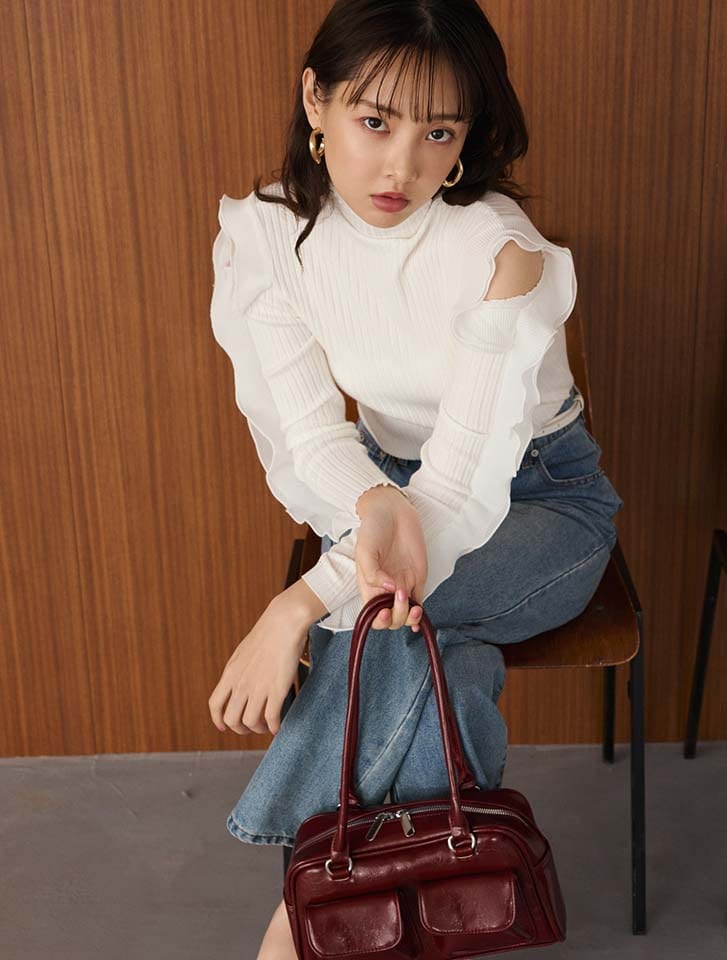 【セールクーポン対象】 フィフス fifth プリーツフリルドッキングハイネックニット レディース トップス ニット セーター 立体感 20代 30代 40代【送料無料】