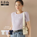 【期間限定セール:¥5989→¥1980】 フィフス fifth リボン付リブニット レディース トップス ホワイト ラベンダー ネイビー ニット 半袖 リボン...