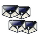 ソーラーセンサーライト 4個セット 人感センサー付き 屋外用 自動点灯 IP65防水 高感度120°広角照射 壁掛け 防犯ライト 玄関 駐車場 節電対策 太陽光...