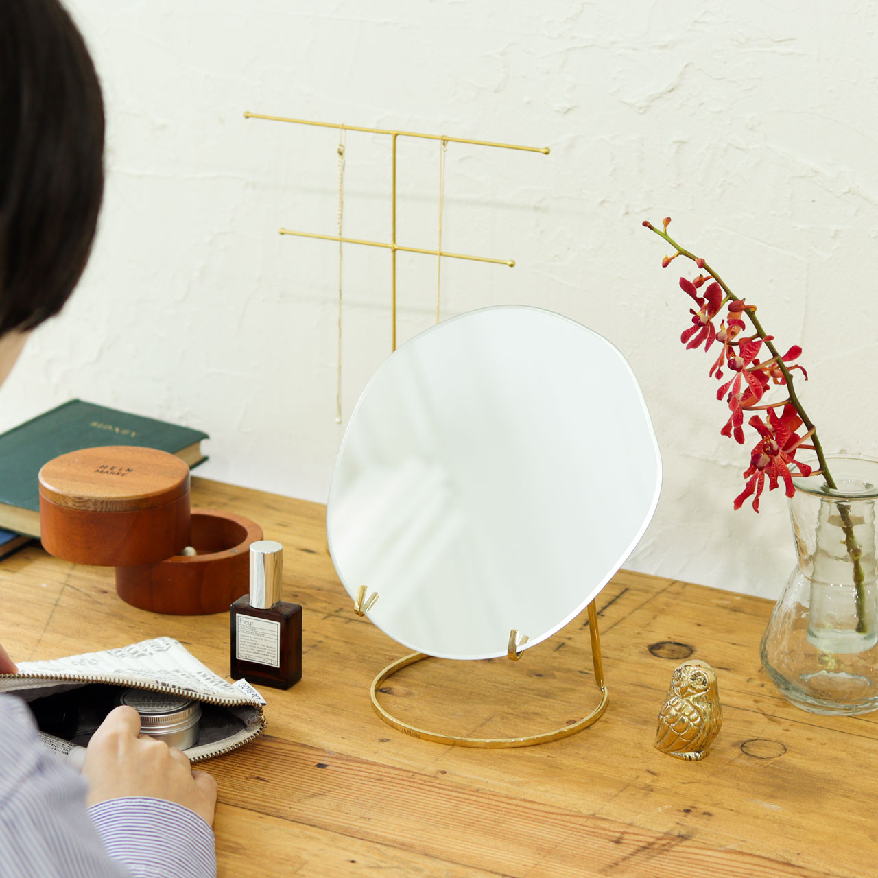 【公式】 インブルーム ブラススタンドミラー Lサイズ(inbloom)500WORKS.鏡 ミラー...