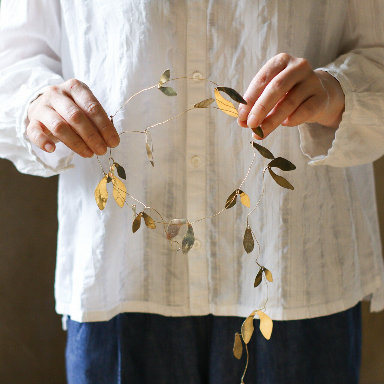 【公式】ブラスリーフガーランド Lサイズ(inbloom)500WORKS.真鍮 ブラス ガーランド 飾り ディスプレイオーナメント クリスマス 北欧 インテリア雑貨 インテリア小物ゴールド リーフ 葉っぱ Creer/クレエ IGF WPM WPF ctc23