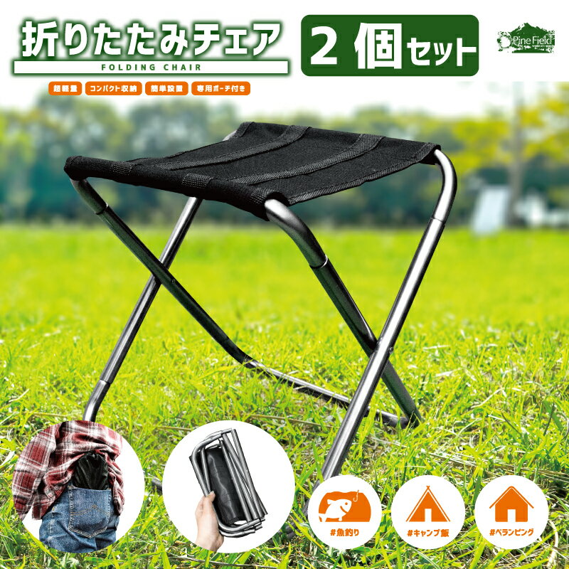 折りたたみ 椅子 軽量 登山 チェアー2脚セット Pine Field 全2色 収納袋付き 耐荷重80kg コンパクト 軽量 キャンプ アウトドア BBQ 登山 お花見 釣り 運動会 テーマパーク チェアリング 持ち運び ガンメタルグレー イエローゴールド