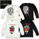 エドハーディー ed hardy 長袖 Tシャツ　ロンT ed105 杢ホワイト　ブラック