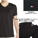 米国より直輸入【ゆうパケット送料無料】【TOMMY HILFIGER】トミーヒルフィガーメンズ　Vネック ワンポイントTシャツ t397 レッド ブラック ネイビー ホワイト グレー やわらかコットン