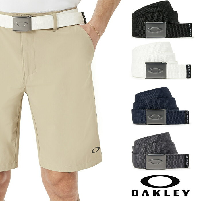 【スーパーセール 在庫処分】OAKLEY オークリー Mens HOakley Ellipse Web Belt 96185 バックルベルト　ホワイト ブラック　フリーサイズ　大きめ対応 oa256