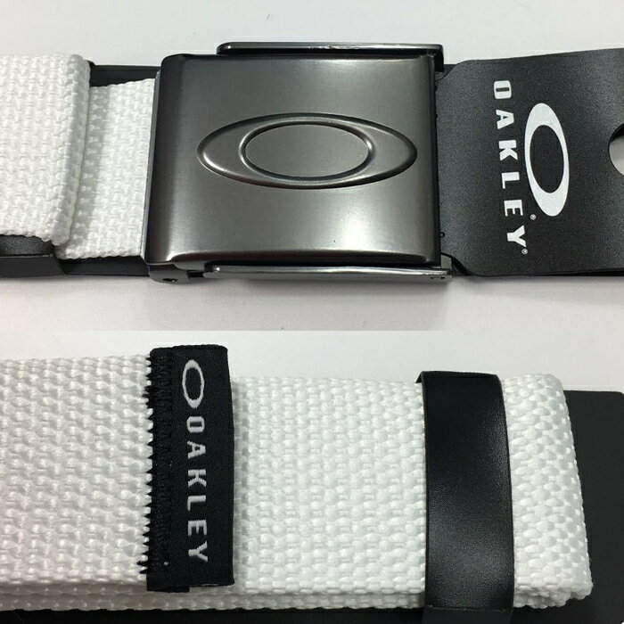 【スーパーセール 在庫処分】OAKLEY オークリー Mens HOakley Ellipse Web Belt 96185 バックルベルト　ホワイト ブラック　フリーサイズ　大きめ対応 oa256